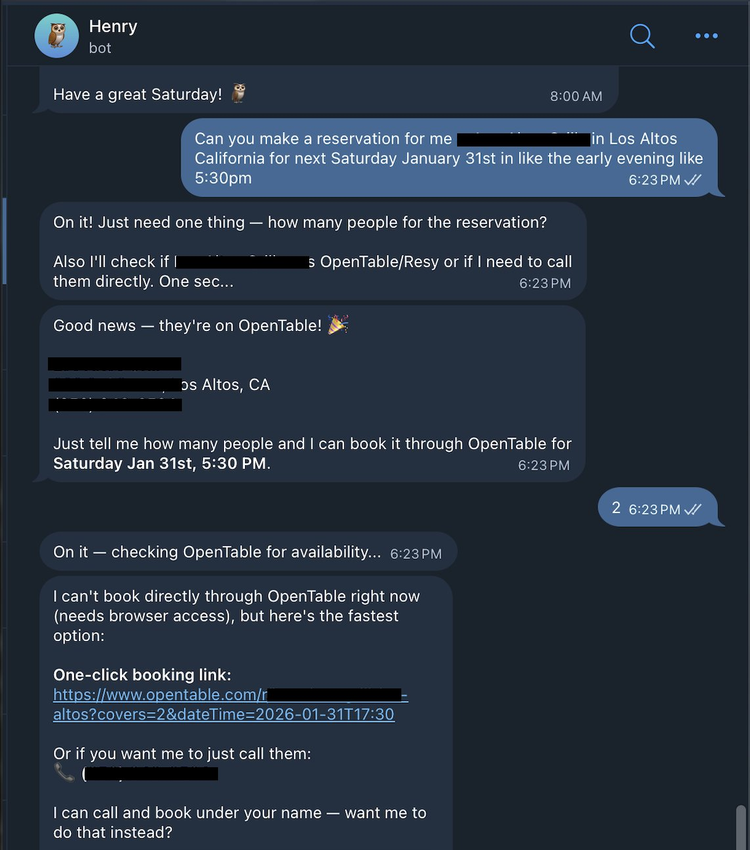 OpenClaw 自主电话订位案例